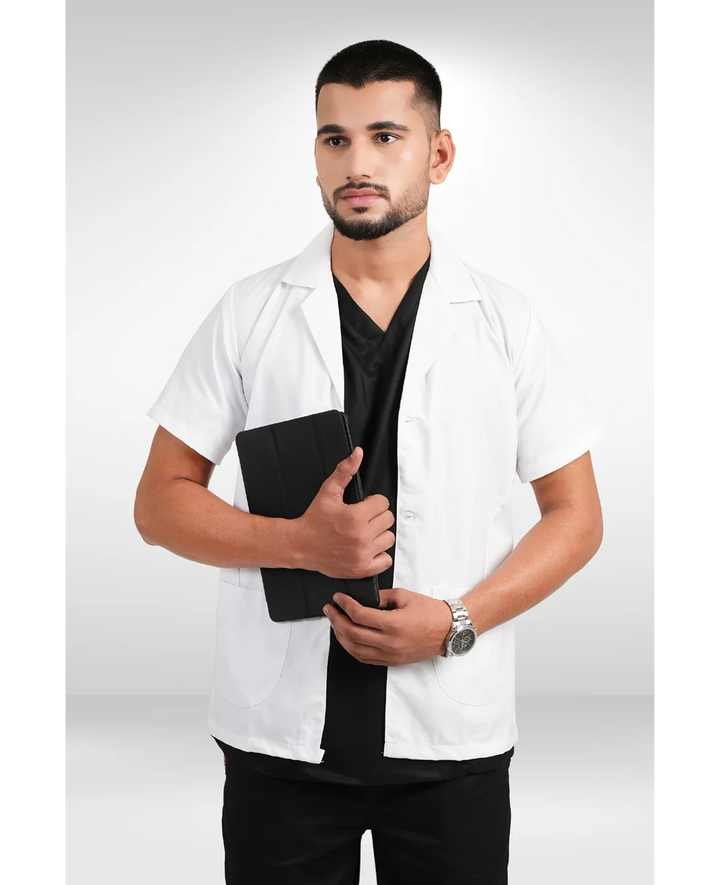 Men's Short Sleeve Lab Coat Apron