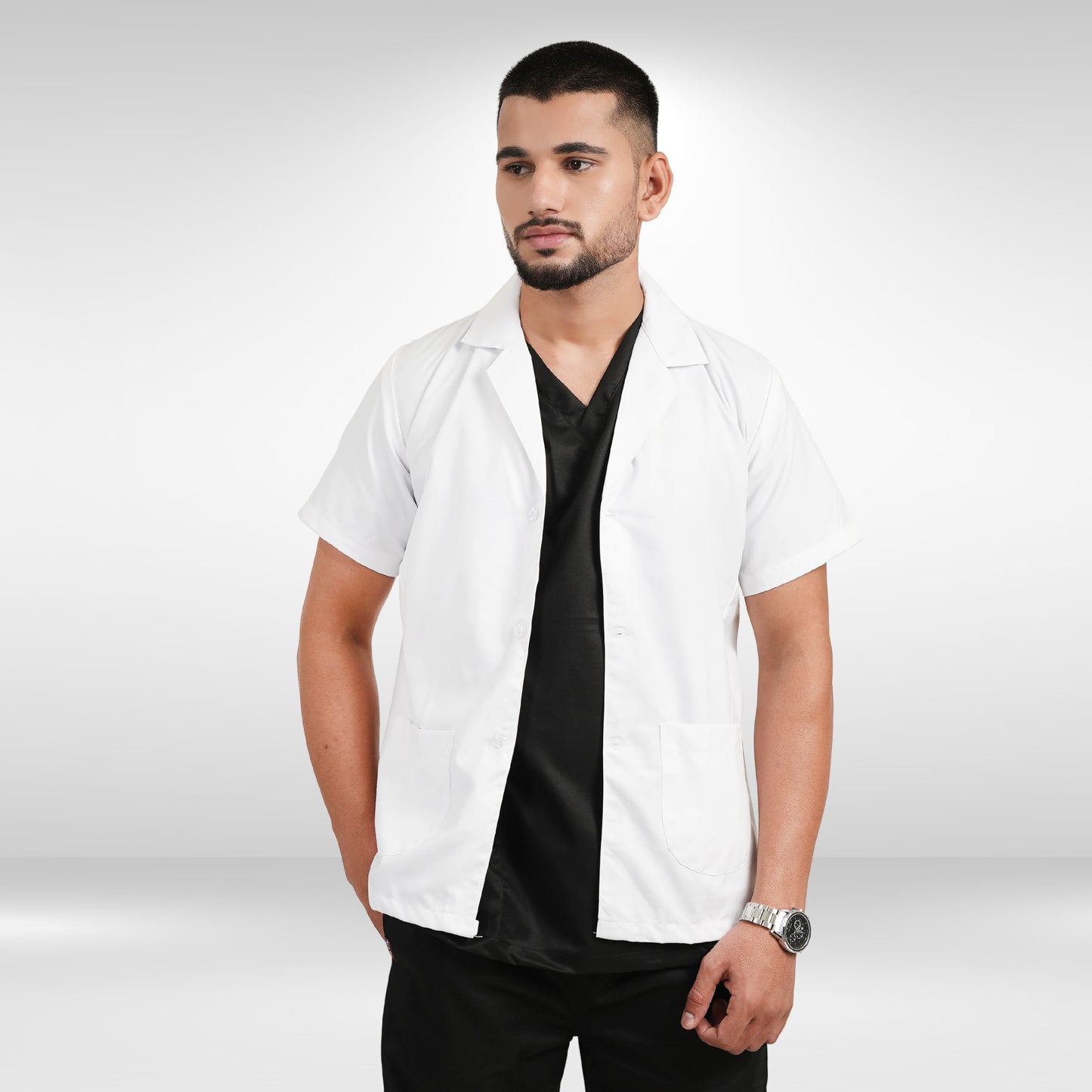 Men's Short Sleeve Lab Coat Apron