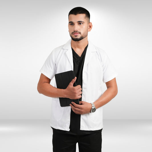 Men's Short Sleeve Lab Coat Apron