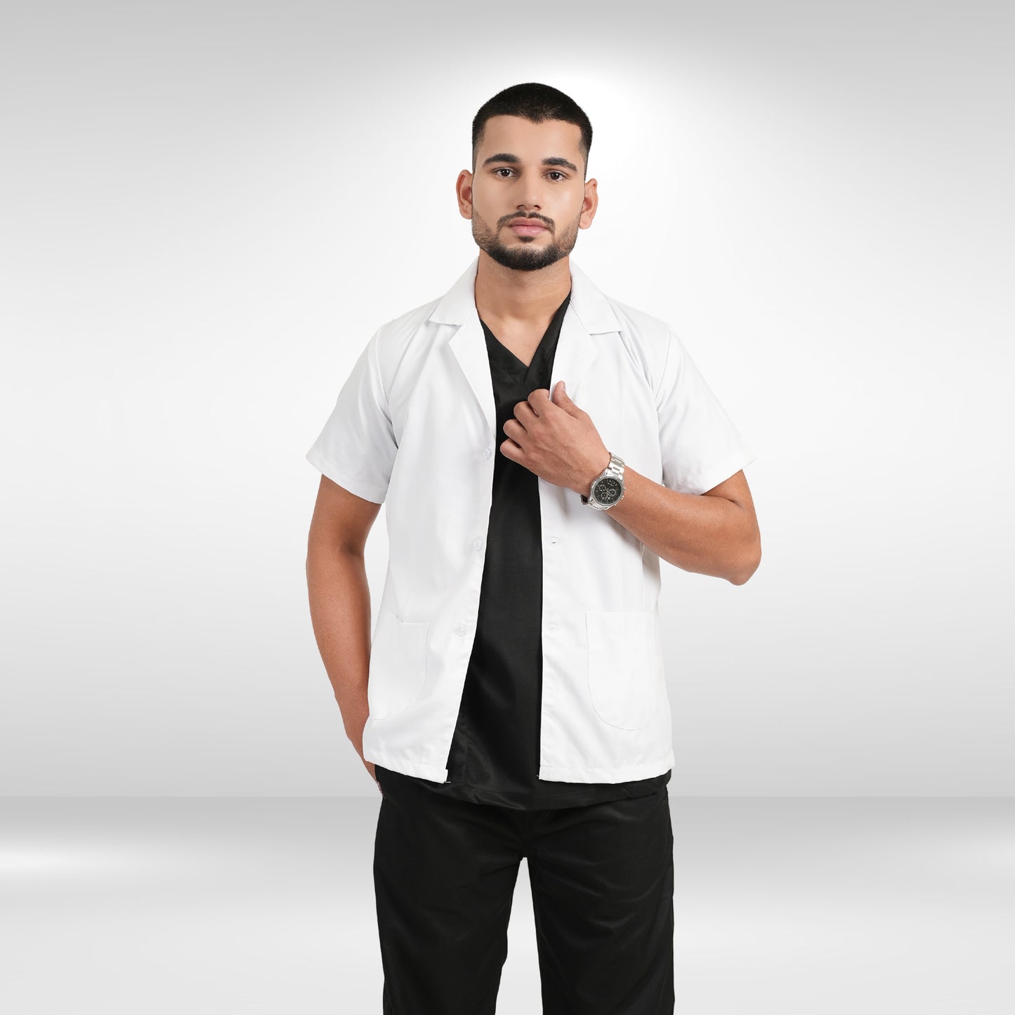 Men's Short Sleeve Lab Coat Apron