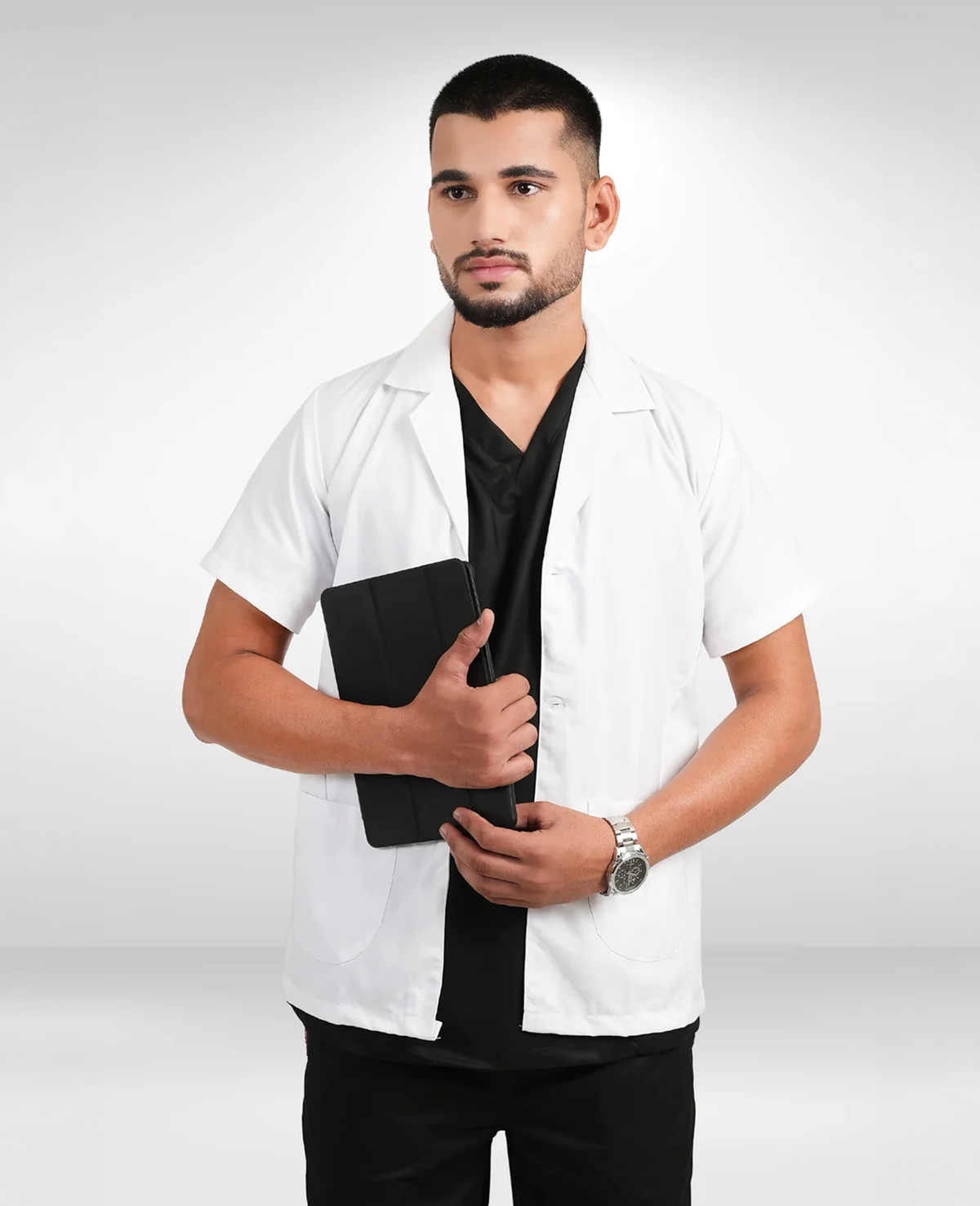 Men's Short Sleeve Lab Coat Apron
