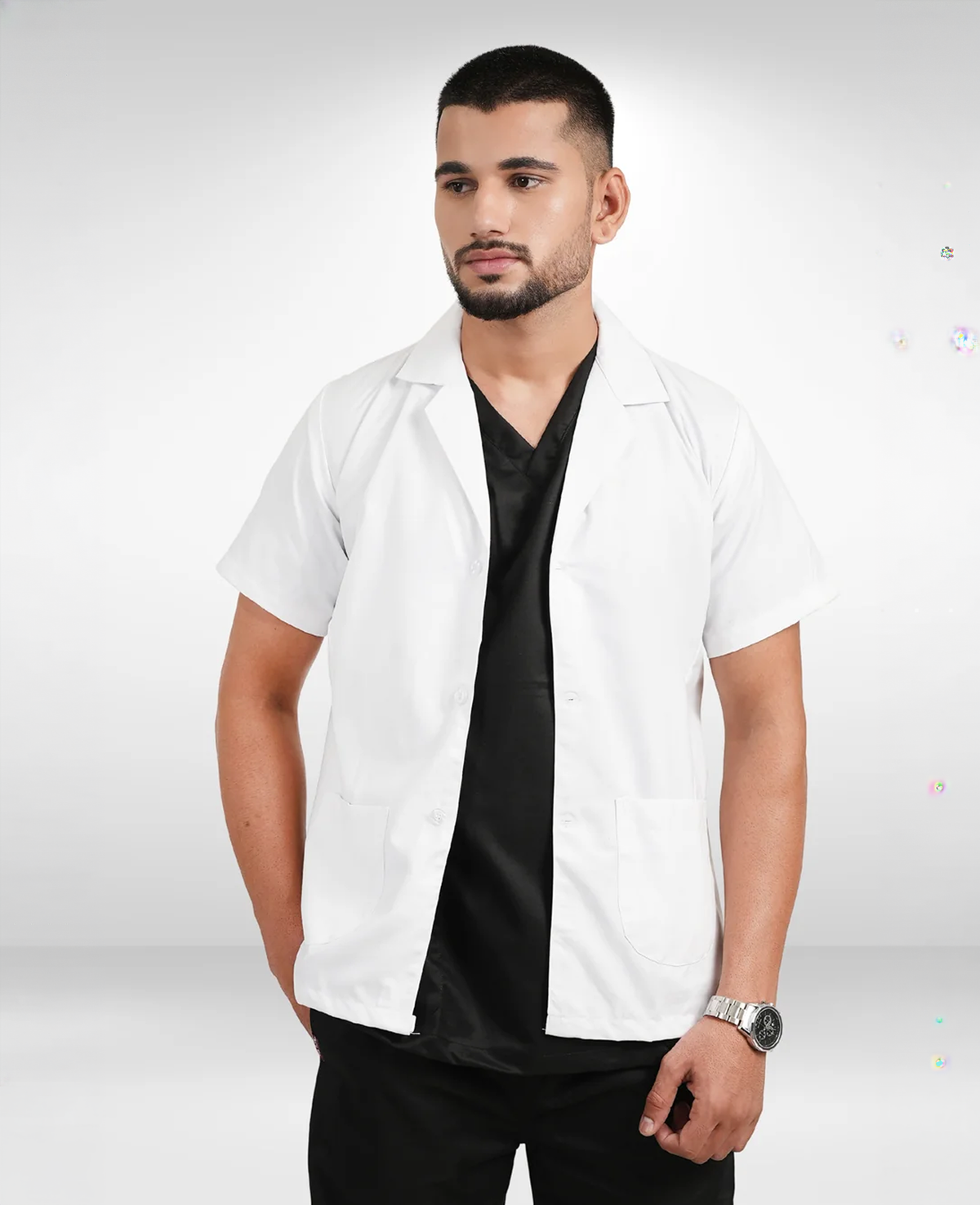 Men's Short Sleeve Lab Coat Apron